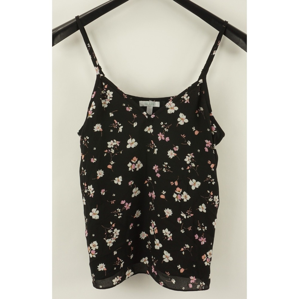 New ABOUND Women's Small Black Floral Lightweight Sleeveless V-Neck Crop Top